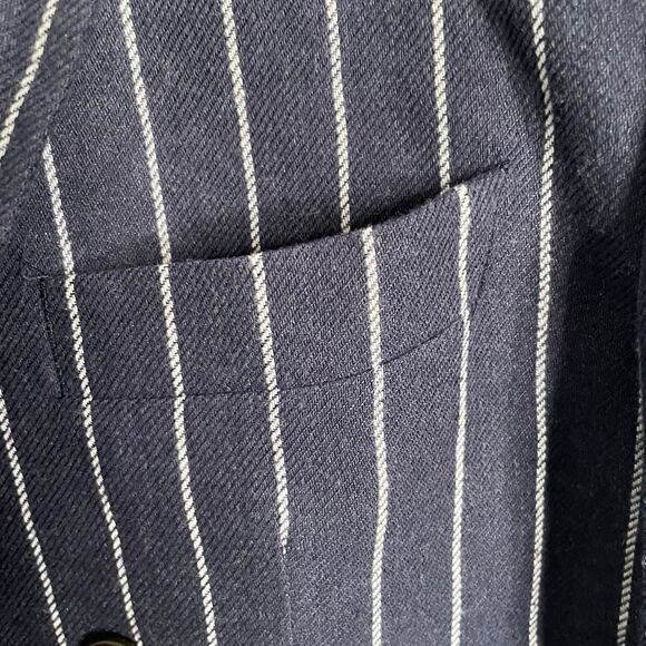 Octubre Editions Mens Jody Suit Navy Pinstripe Double Breasted Flat Front Pant - Picture 10 of 16